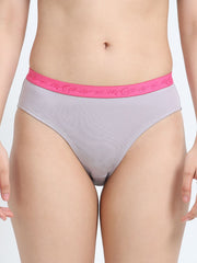 Gull Grey and Canary Green Organic Cotton Mid-Waist Panty Outer Waistband for Women - Pack of 2