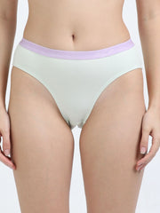 Gull Grey and Canary Green Organic Cotton Mid-Waist Panty Outer Waistband for Women - Pack of 2