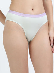 Gull Grey and Canary Green Organic Cotton Mid-Waist Panty Outer Waistband for Women - Pack of 2