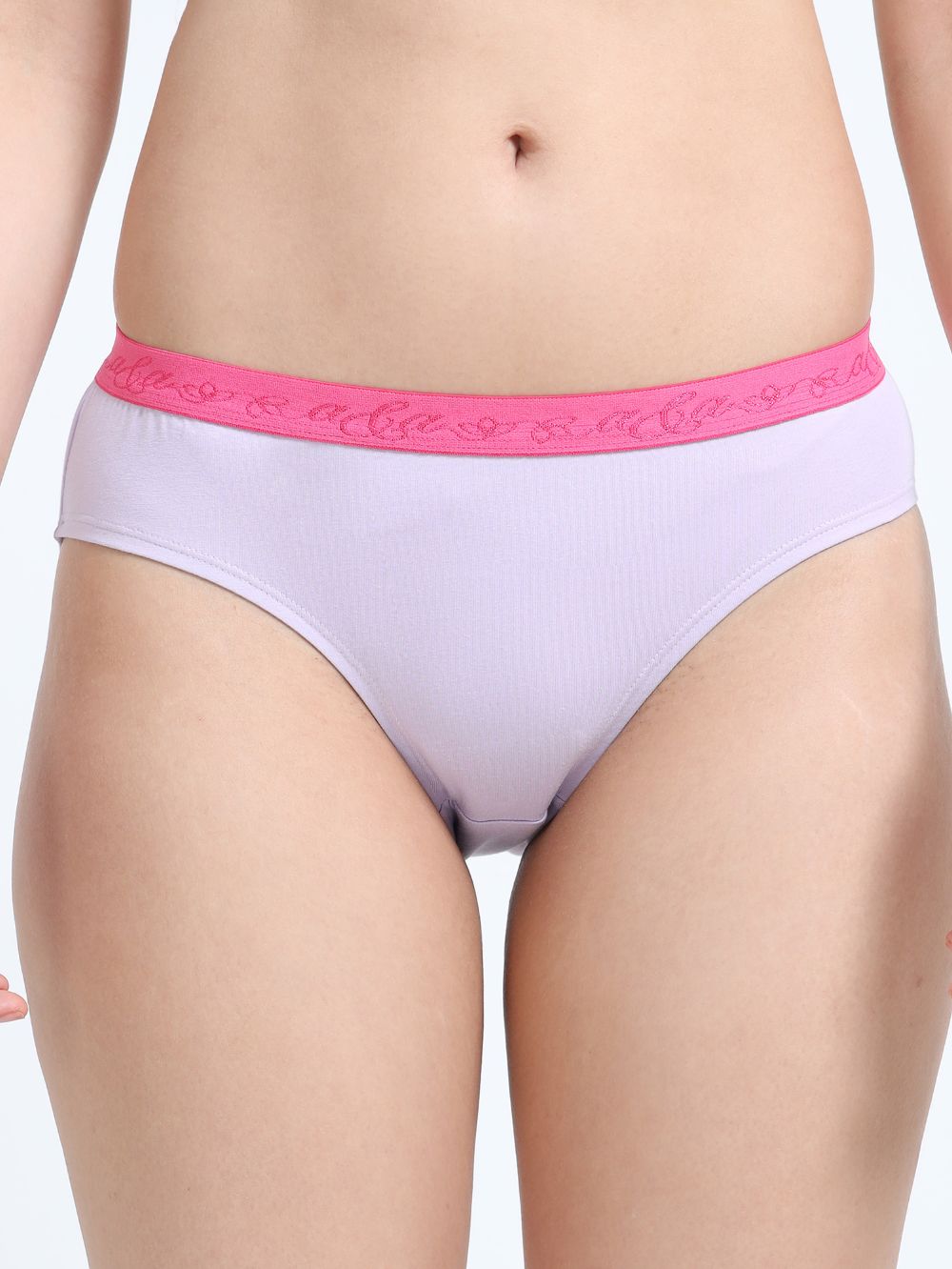 Orchid Petal and Dogwood Pink Organic Cotton Mid-Waist Panty Outer Waistband for Women - Pack of 2