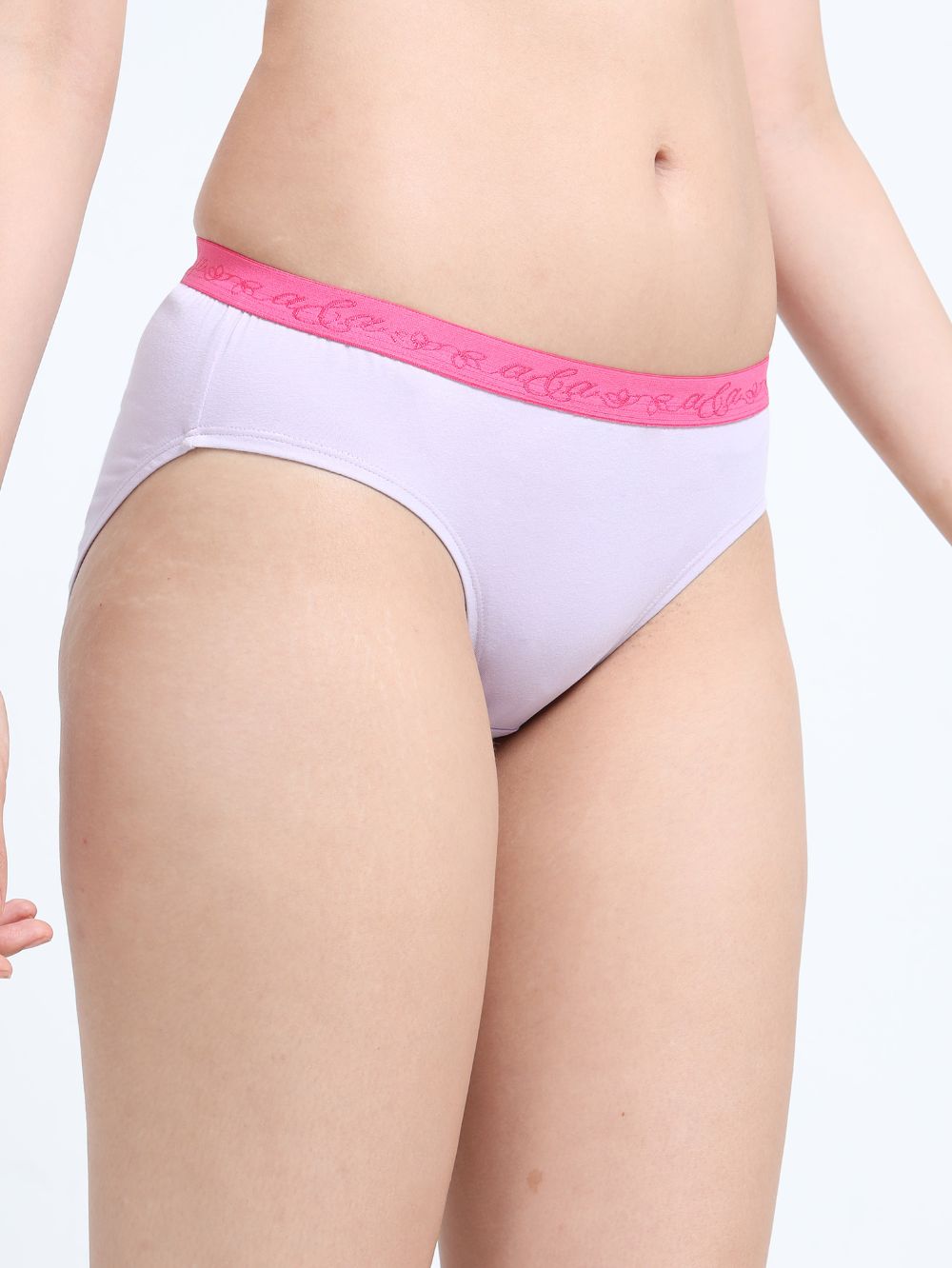 Orchid Petal and Dogwood Pink Organic Cotton Mid-Waist Panty Outer Waistband for Women - Pack of 2