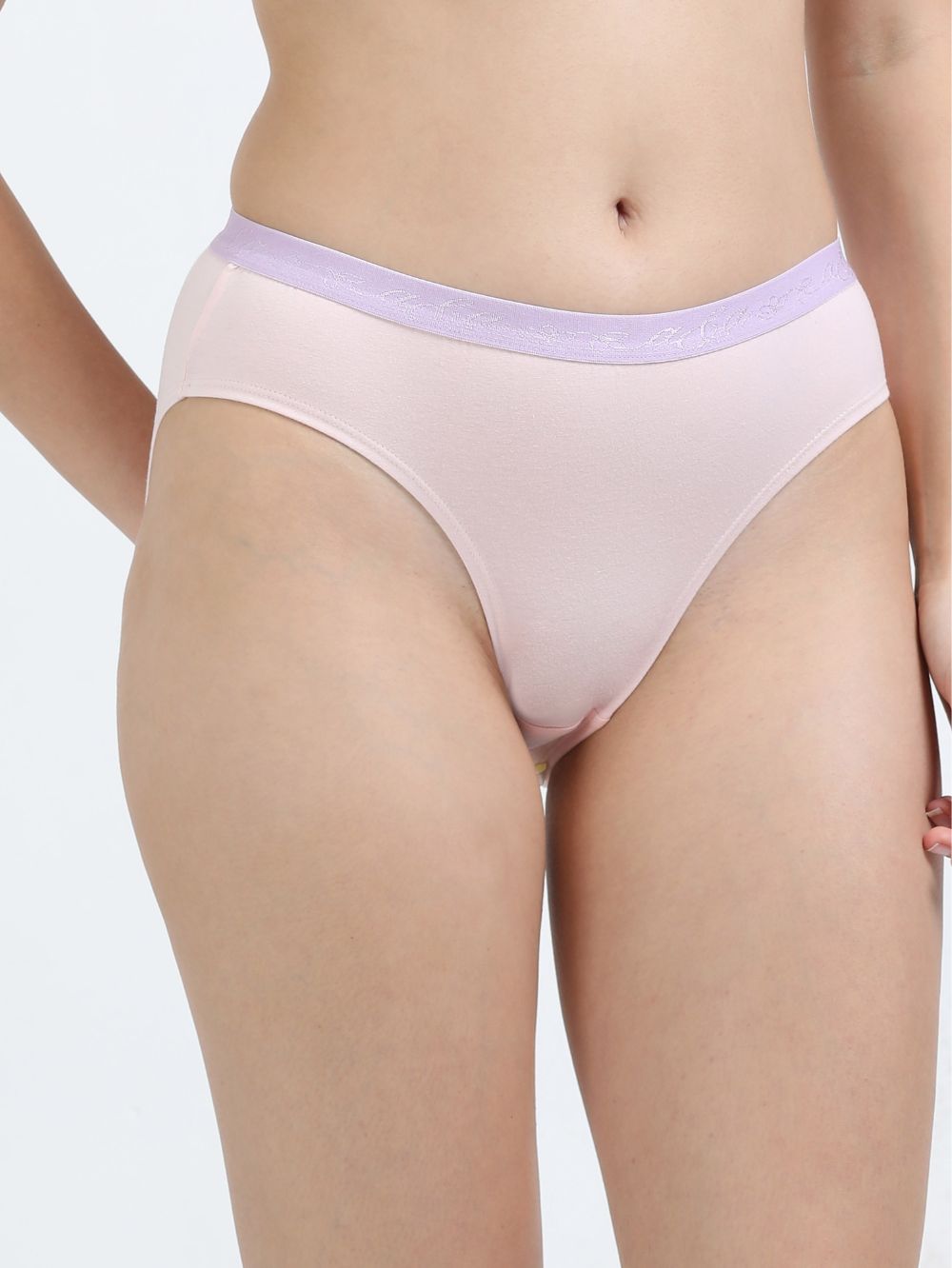 Orchid Petal and Dogwood Pink Organic Cotton Mid-Waist Panty Outer Waistband for Women - Pack of 2