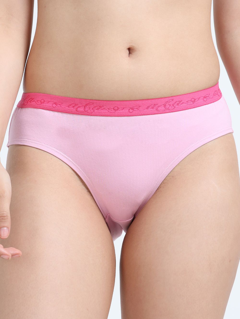 Pink and Baby Yellow Organic Cotton Mid-Waist Panty for Women - Pack of 2