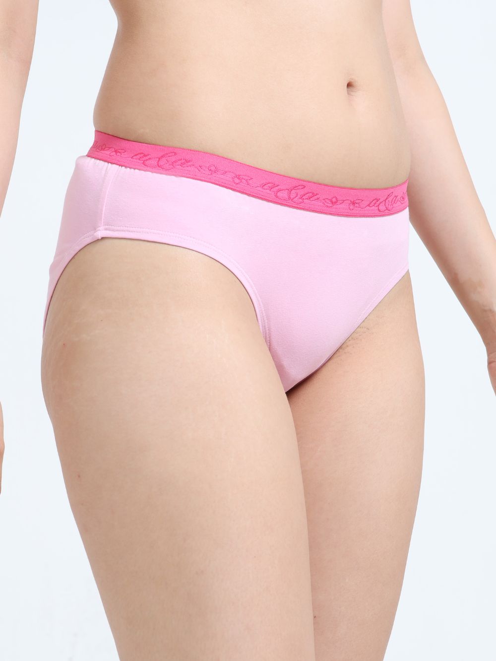 Pink and Baby Yellow Organic Cotton Mid-Waist Panty for Women - Pack of 2