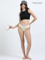 Pink and Baby Yellow Organic Cotton Mid-Waist Panty for Women - Pack of 2