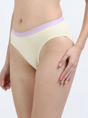 Pink and Baby Yellow Organic Cotton Mid-Waist Panty for Women - Pack of 2