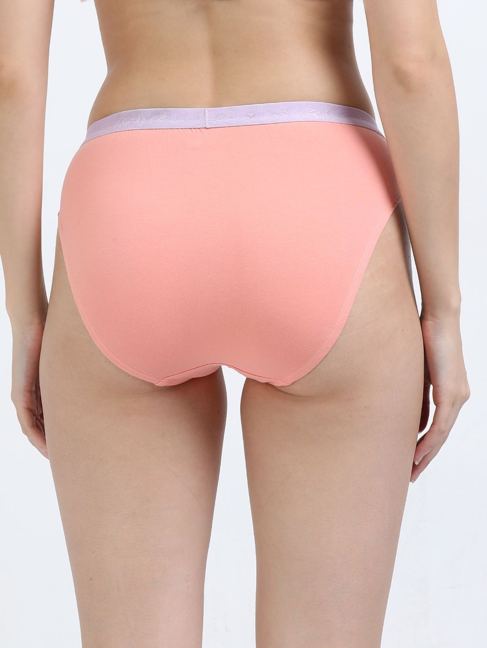 Sky Light and Peach Amber Organic Cotton Mid-Waist Panty Outer Waistband for Women - Pack of 2