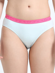 Sky Light and Peach Amber Organic Cotton Mid-Waist Panty Outer Waistband for Women - Pack of 2