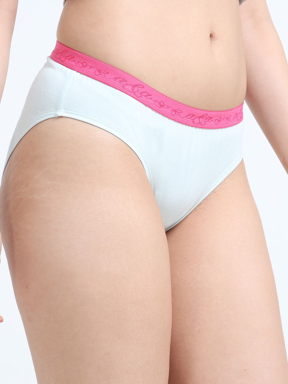 Sky Light and Peach Amber Organic Cotton Mid-Waist Panty Outer Waistband for Women - Pack of 2