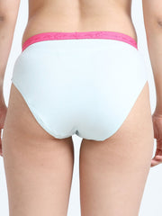 Sky Light and Peach Amber Organic Cotton Mid-Waist Panty Outer Waistband for Women - Pack of 2