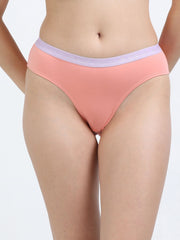 Sky Light and Peach Amber Organic Cotton Mid-Waist Panty Outer Waistband for Women - Pack of 2