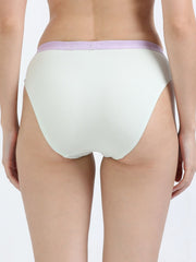 Gull Grey and Canary Green Organic Cotton Outer Waistband Bikini Panty for Women - Pack of 2