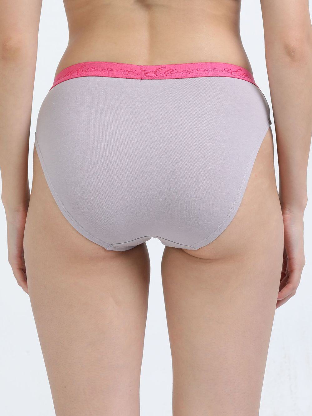 Gull Grey and Canary Green Organic Cotton Outer Waistband Bikini Panty for Women - Pack of 2