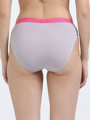 Gull Grey and Canary Green Organic Cotton Outer Waistband Bikini Panty for Women - Pack of 2