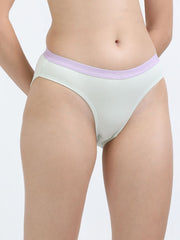 Gull Grey and Canary Green Organic Cotton Outer Waistband Bikini Panty for Women - Pack of 2
