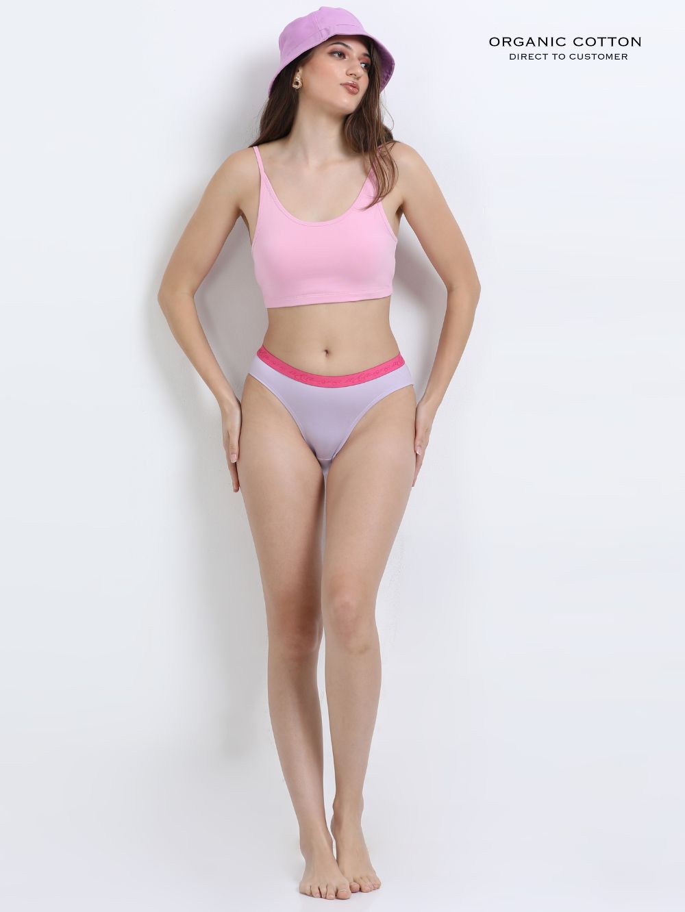 Orchid Petal and Dogwood Pink Organic Cotton Outer Waistband Bikini Panty for Women - Pack of 2