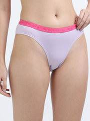 Orchid Petal and Dogwood Pink Organic Cotton Outer Waistband Bikini Panty for Women - Pack of 2