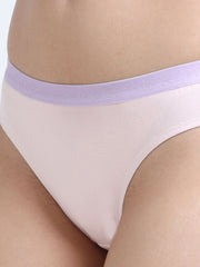 Orchid Petal and Dogwood Pink Organic Cotton Outer Waistband Bikini Panty for Women - Pack of 2