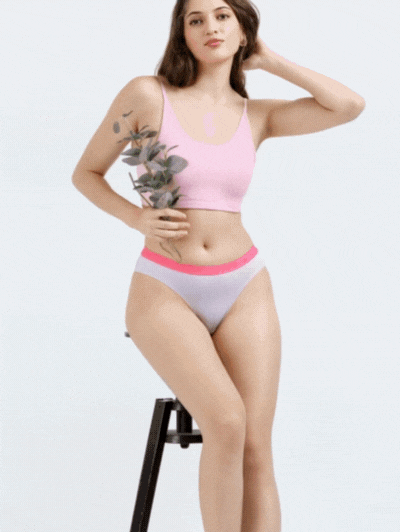 Orchid Petal and Dogwood Pink Organic Cotton Outer Waistband Bikini Panty for Women - Pack of 2