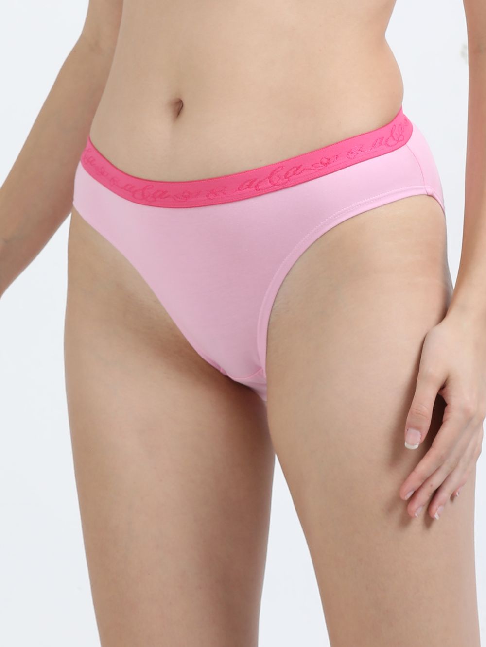 Pink and Baby Yellow Organic Cotton Outer Waistband Bikini Panty for Women - Pack of 2