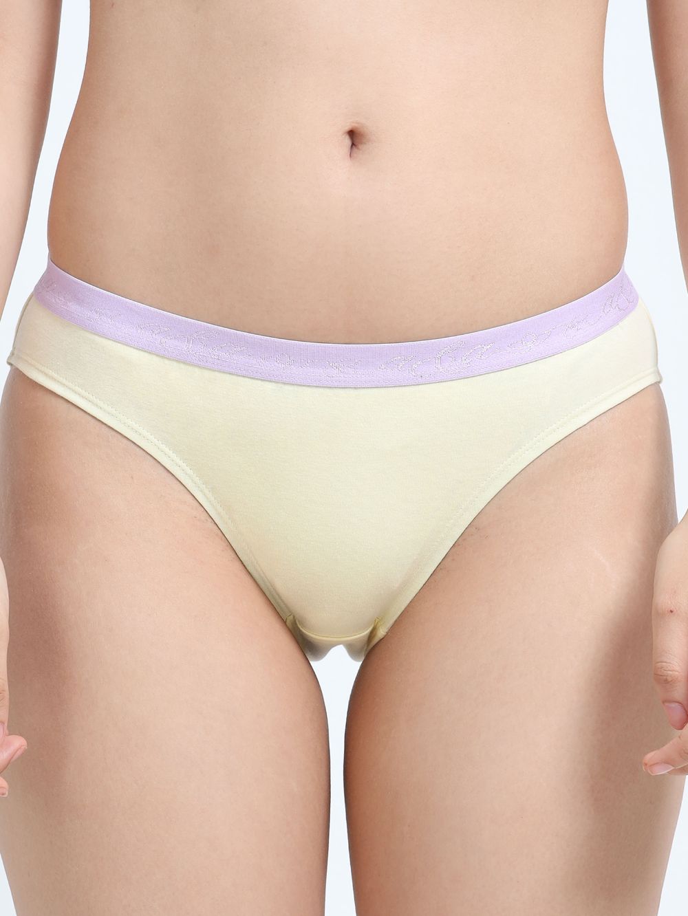 Pink and Baby Yellow Organic Cotton Outer Waistband Bikini Panty for Women - Pack of 2