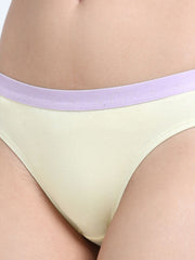 Pink and Baby Yellow Organic Cotton Outer Waistband Bikini Panty for Women - Pack of 2