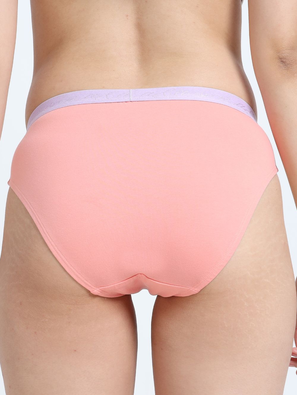 Sky Light and Peach Amber Organic Cotton Outer Waistband Bikini Panty for Women - Pack of 2