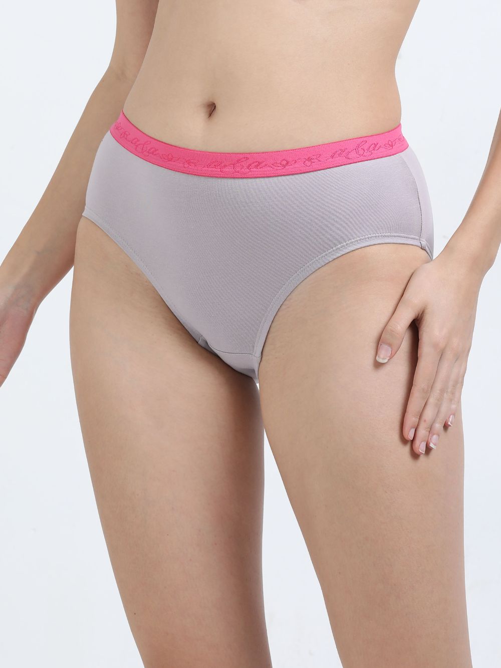 Gull Grey and Canary Green Organic Cotton Hipster Panty Outer Waistband  for Women - Pack of 2