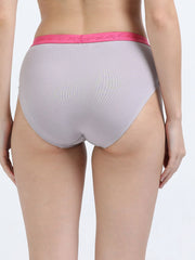 Gull Grey and Canary Green Organic Cotton Hipster Panty Outer Waistband  for Women - Pack of 2