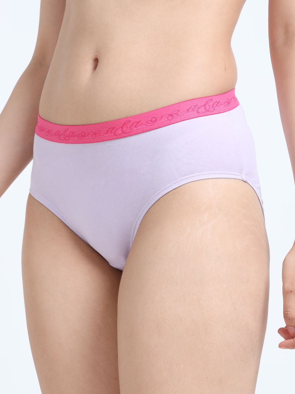 Orchid Petal and Dogwood Pink Organic Cotton Hipster Panty Outer Waistband for Women - Pack of 2