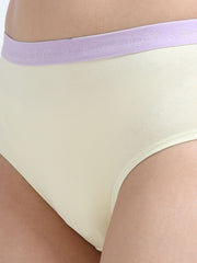 Pink and Baby Yellow Organic Cotton Hipster Panty Outer Waistband for Women - Pack of 2