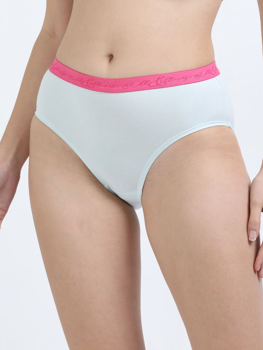 Sky Light and Peach Amber Organic Cotton Hipster Panty Outer Waistband for Women - Pack of 2