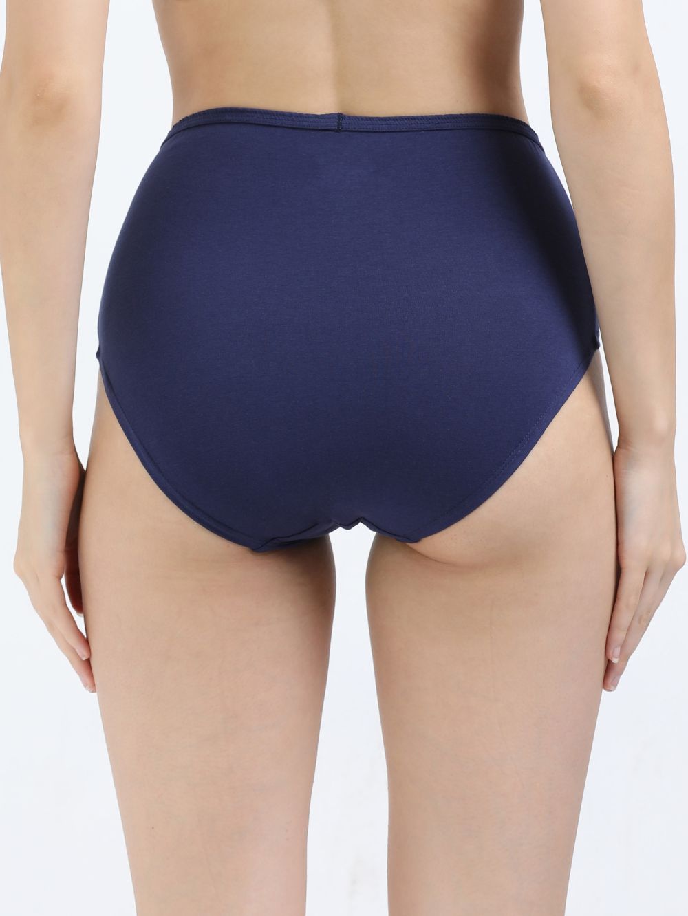 Black and Medieval Blue Organic Cotton High Waist Panty Inner Waistband for Women - Pack of 2