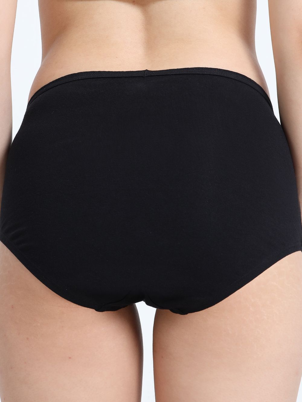 Black and Medieval Blue Organic Cotton High Waist Panty Inner Waistband for Women - Pack of 2