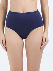 Black and Medieval Blue Organic Cotton High Waist Panty Inner Waistband for Women - Pack of 2