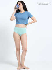 Peach Amber and Sky Light Organic Cotton High Waist Panty Inner Waistband for Women - Pack of 2