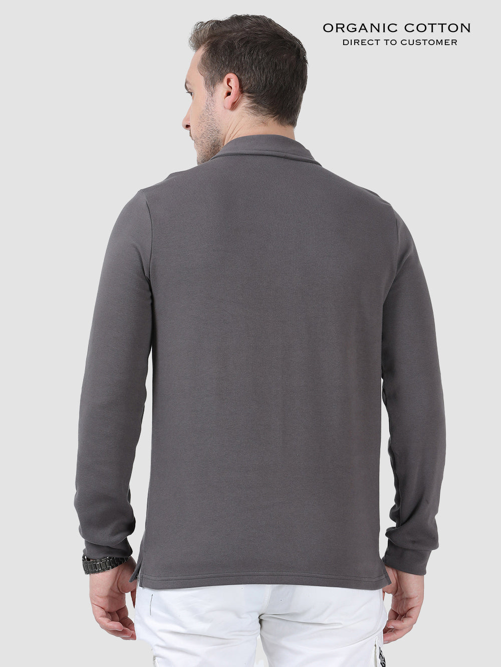 Gull Grey Mens Organic Cotton Polo Pullover Tee
