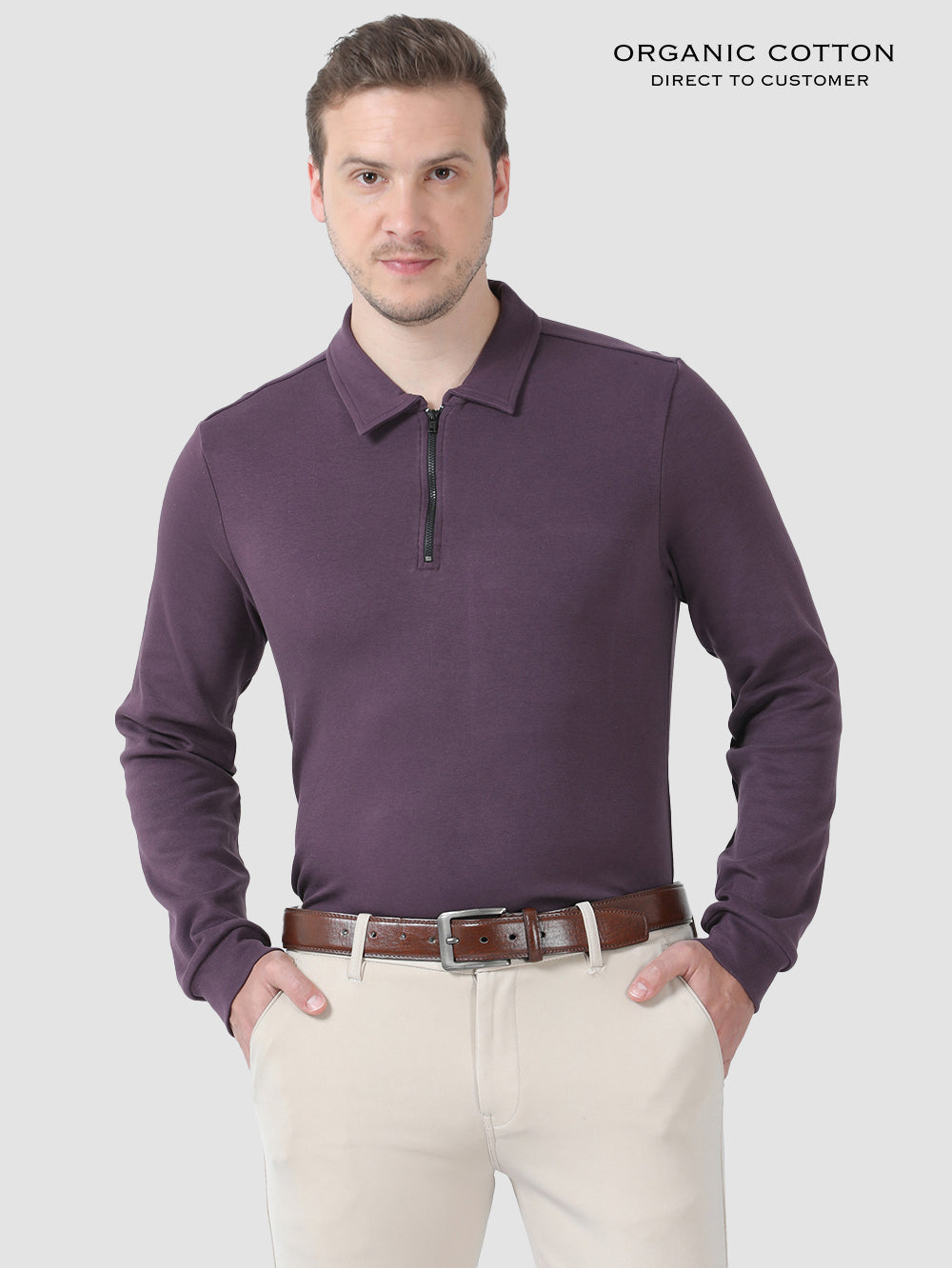 MEN'S ORGANIC COTTON POLO PULL-OVER TEE-WINE