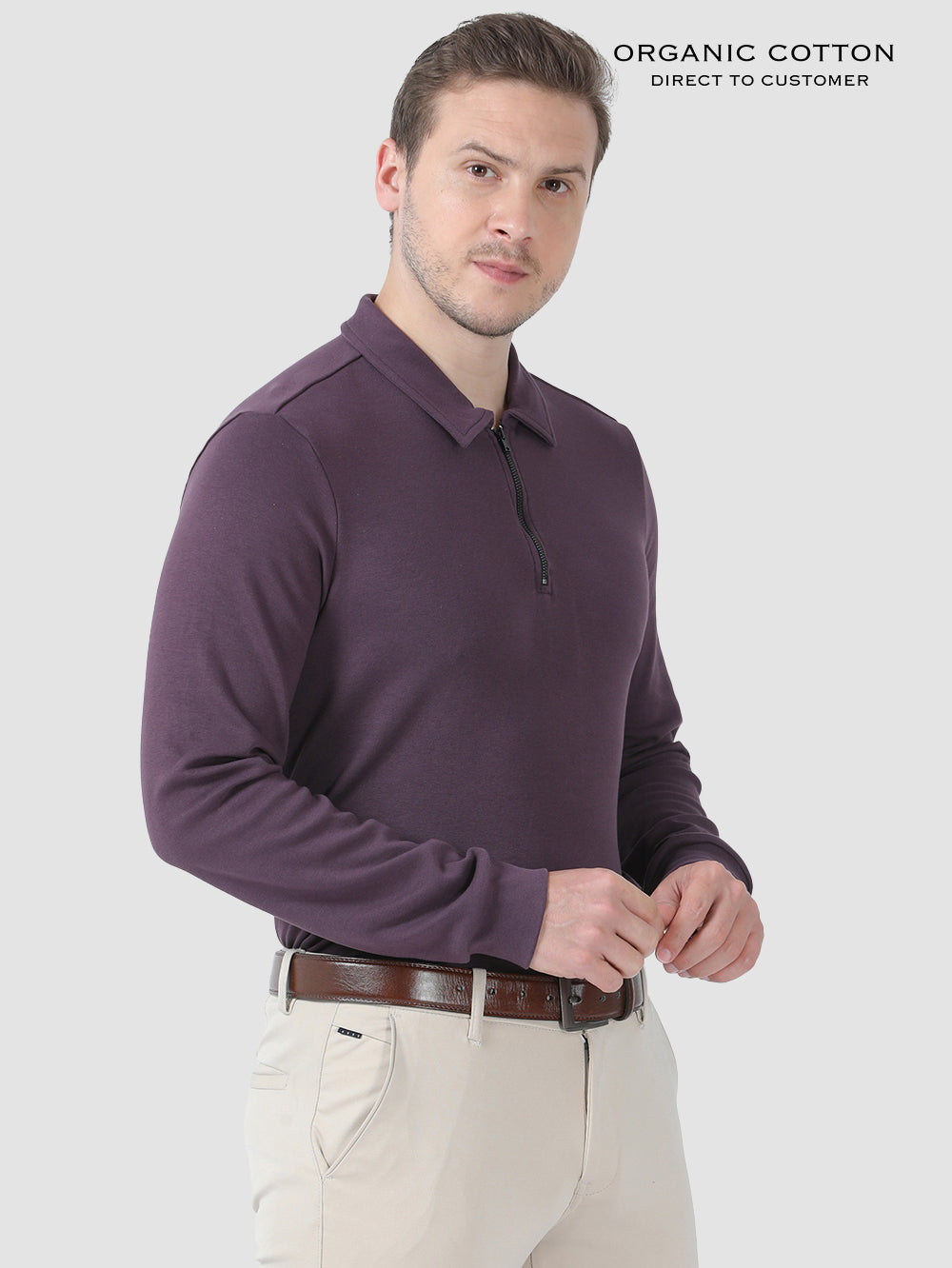 MEN'S ORGANIC COTTON POLO PULL-OVER TEE-WINE