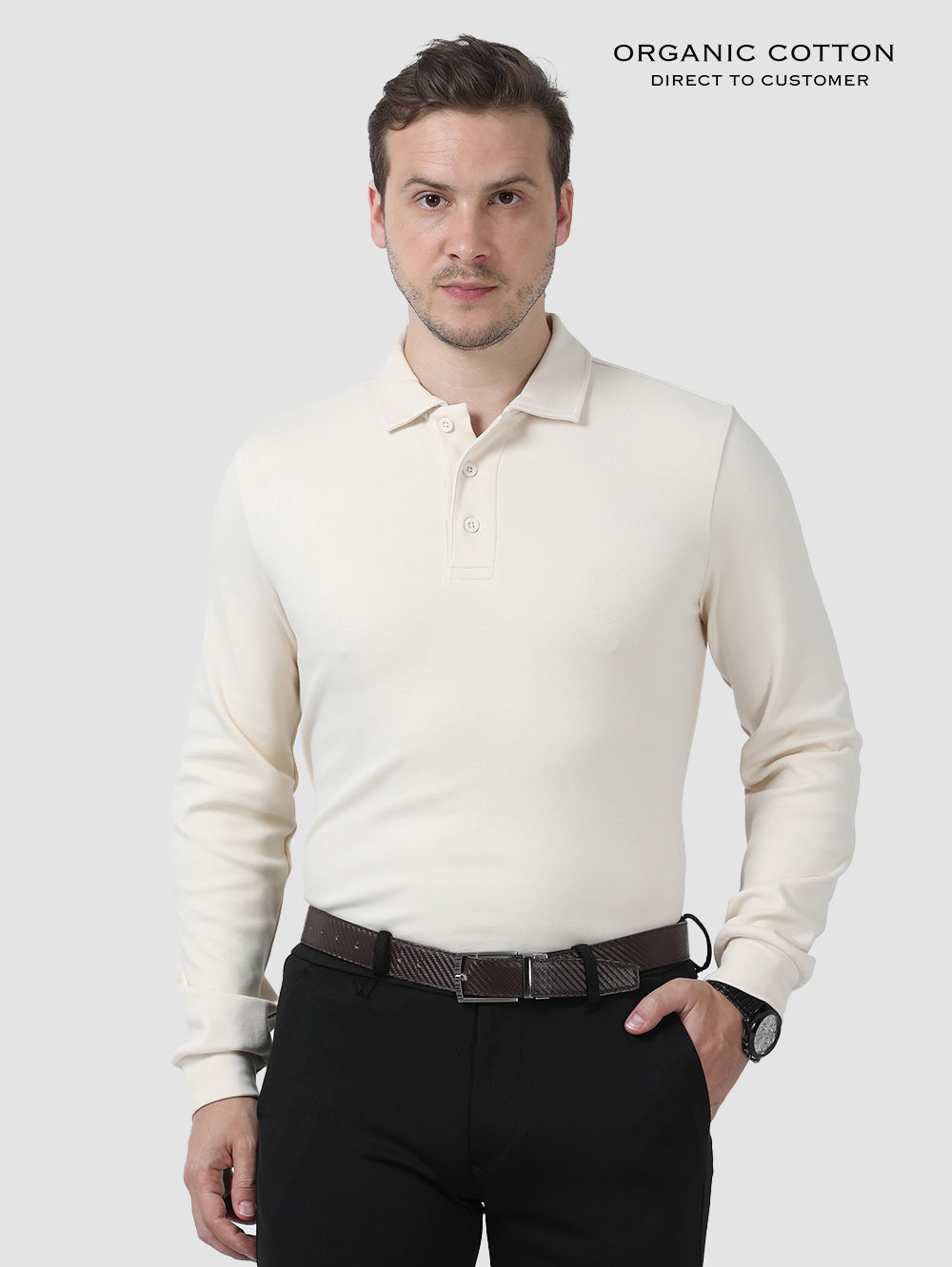 Mens Organic Cotton Polo Pull-Over Tee