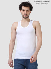 Mens Organic Super Combed Cotton Round Neck Sleeveless Vest