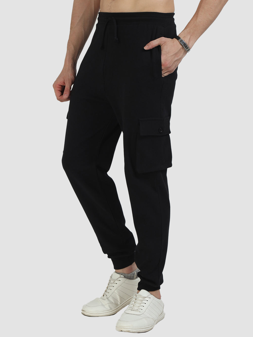 Organic Cotton Mens Jogger Pants With Cargo Pockets