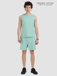 Cameo Green Breathable Ribbed Organic Cotton Men's Co-Ord Set