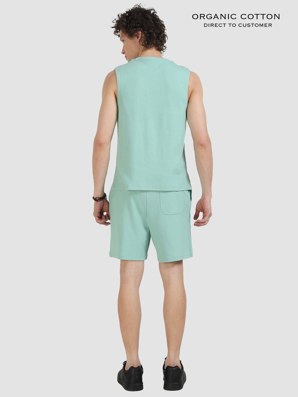 Cameo Green Breathable Ribbed Organic Cotton Men's Co-Ord Set