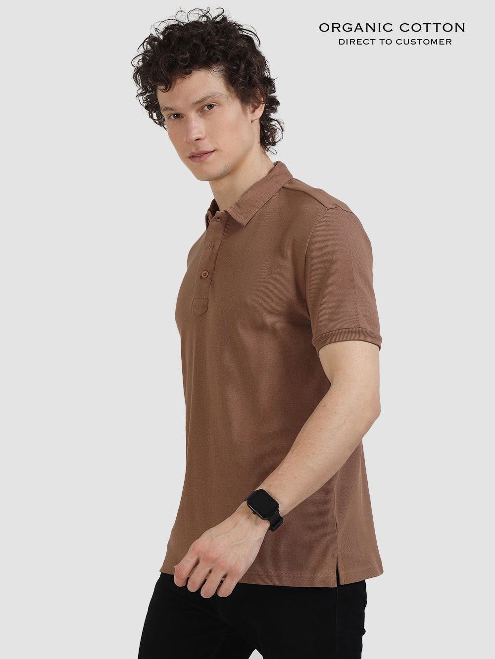 Organic Cotton Mens Ribbed Polo T-Shirt