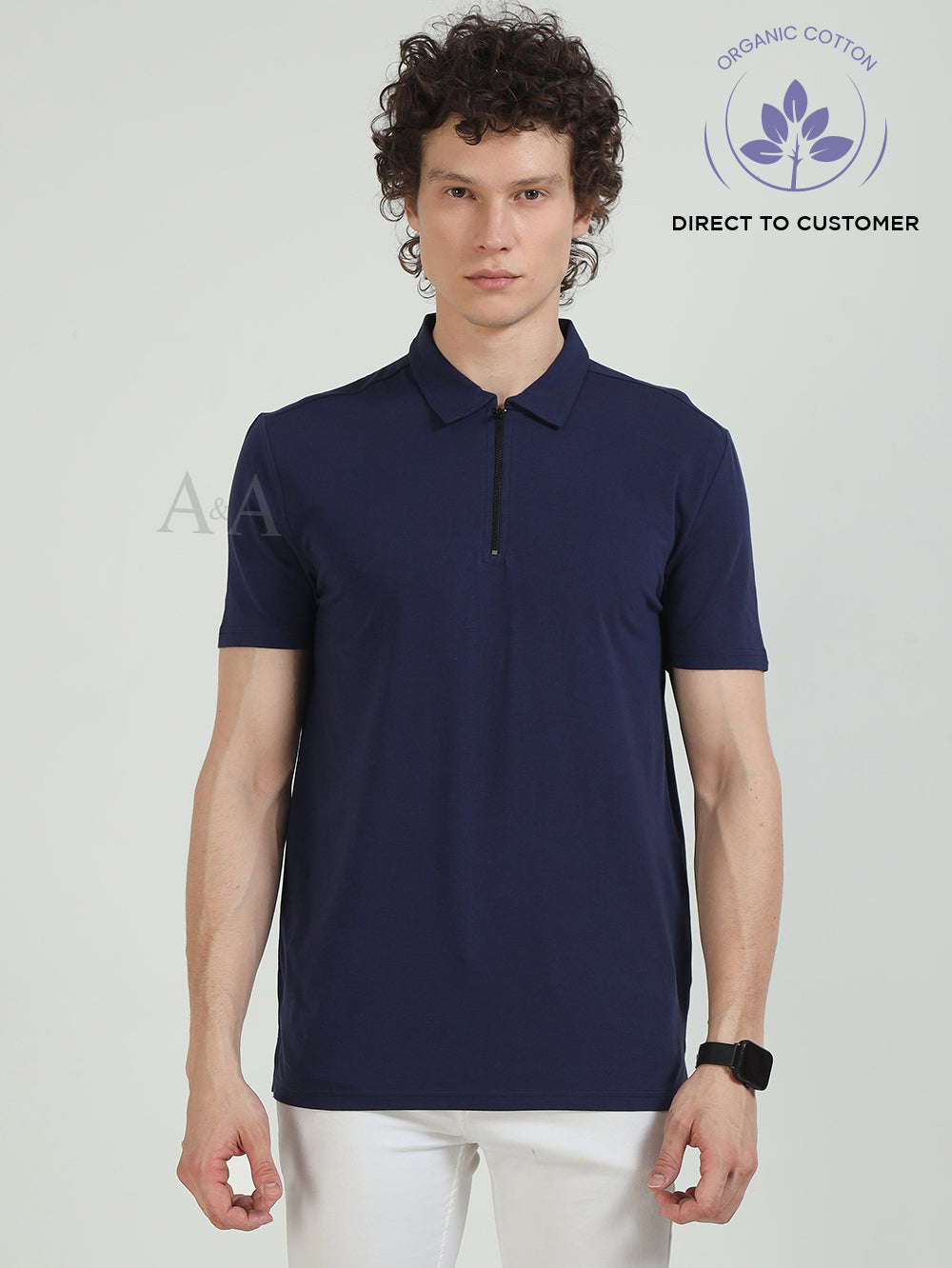 Organic Cotton Men's Zipped polo t-shirt