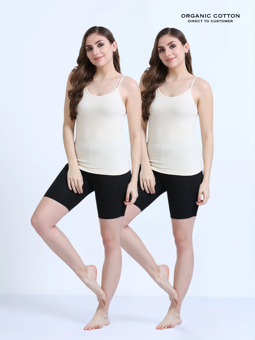 White Swan and White Swan Thin-Strap Organic Cotton Camisole for Women - Pack of 2