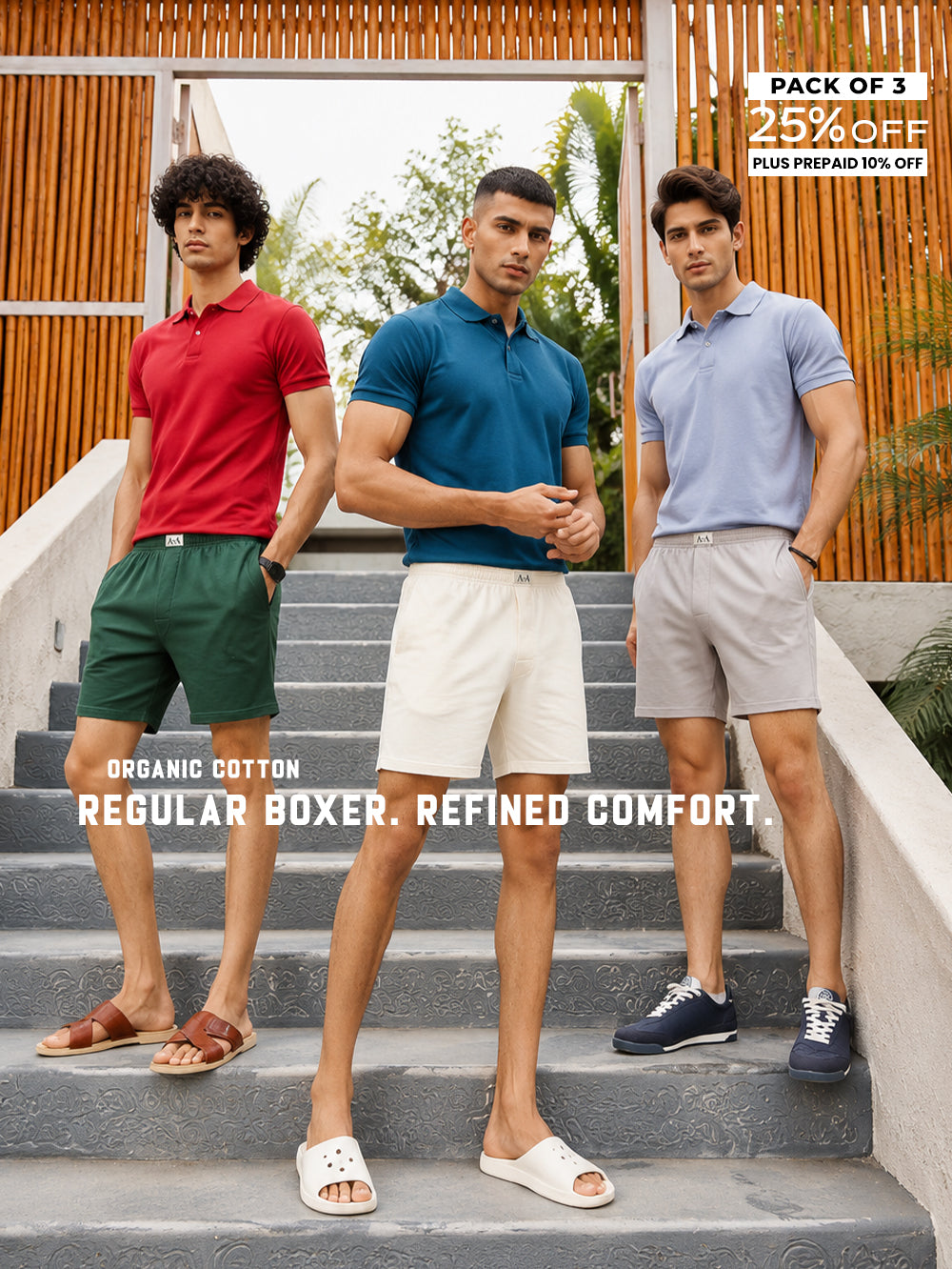 Organic Cotton Regular Boxer for Mens - Pack of 3