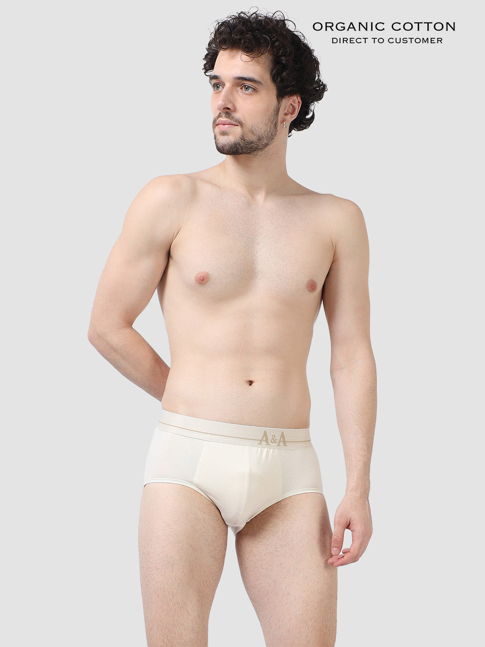 Mens Organic Super soft Cotton Elastane stretch Brief with Ultra soft Waistband, Dyes and chemical free fabric