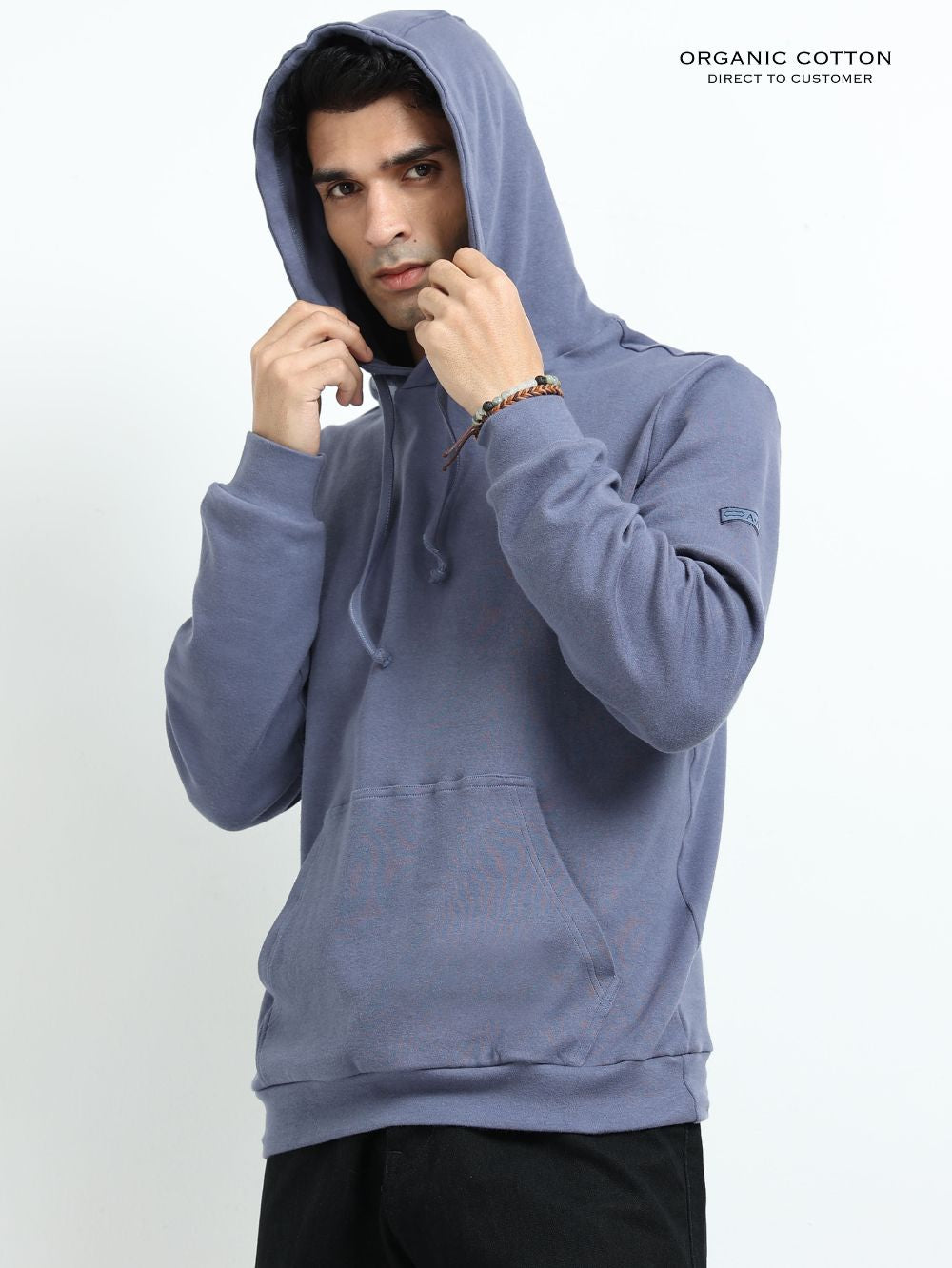 Blueish Grey Essential Comfort Organic Cotton Mens Hoodie